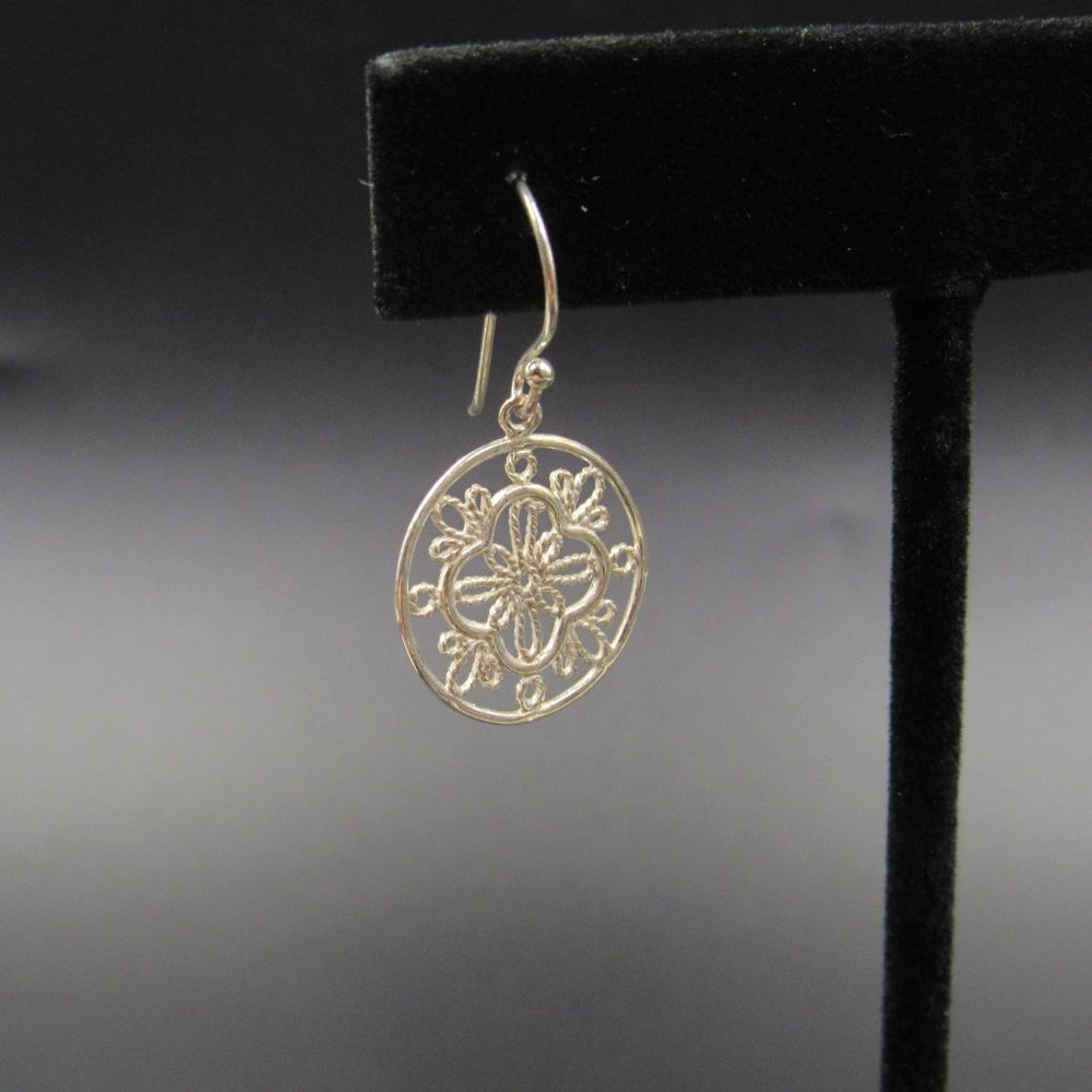 Sterling Silver Braided Ornate Pattern Dangle Ear… - image 3